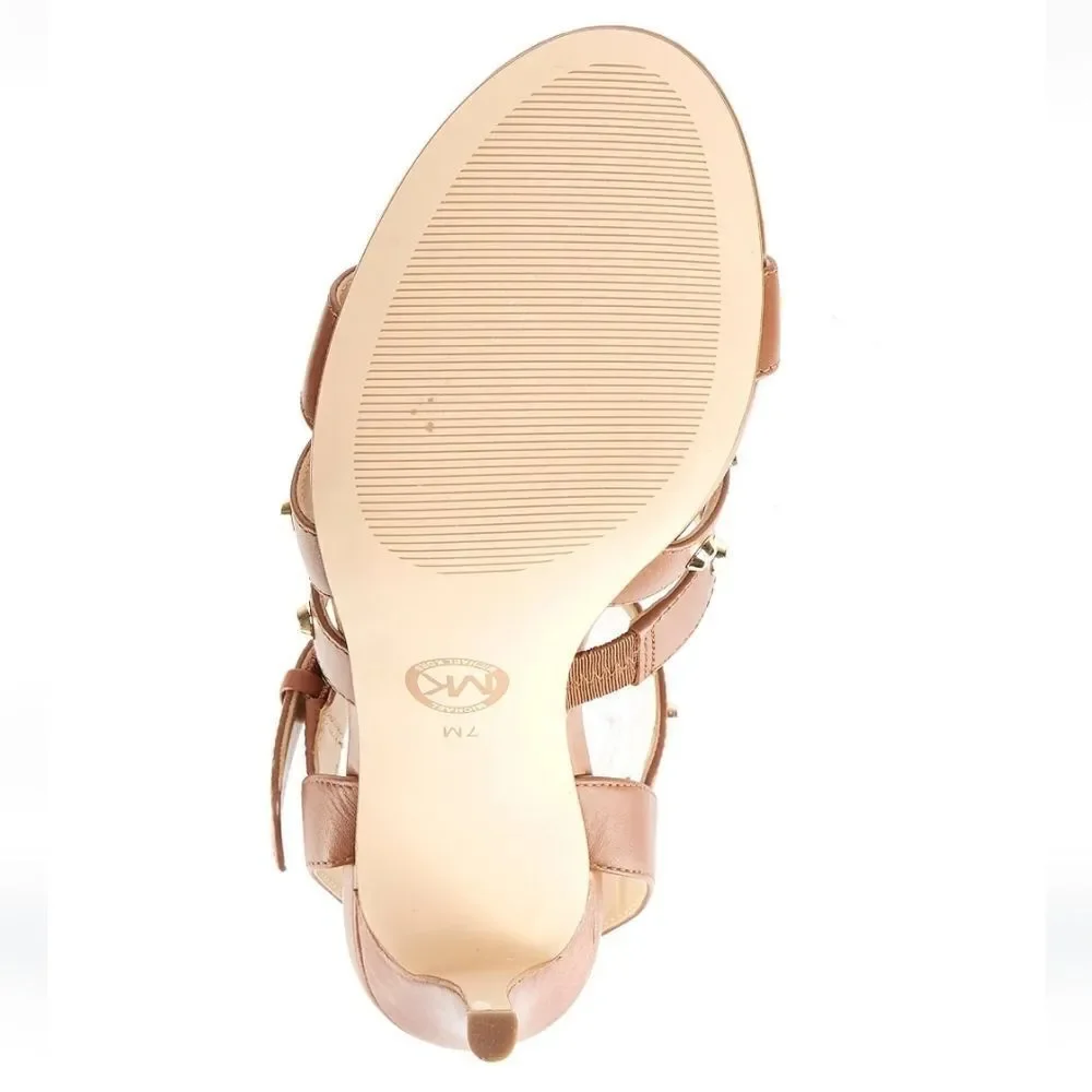 NWOB MICHAEL Michael Kors Jagger Studded Stiletto Sandal in Luggage